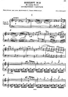 Konzert für Klavier und Orchester Nr.13 in C-Dur, K.415: Bearbeitung für zwei Klaviere, vierhändig by Wolfgang Amadeus Mozart