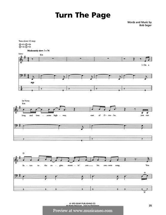Turn the Page: Für Bassgitarre mit Tabulatur by Bob Seger