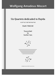 Sechs Streichquartette: Bearbeitung für Klavier by Wolfgang Amadeus Mozart