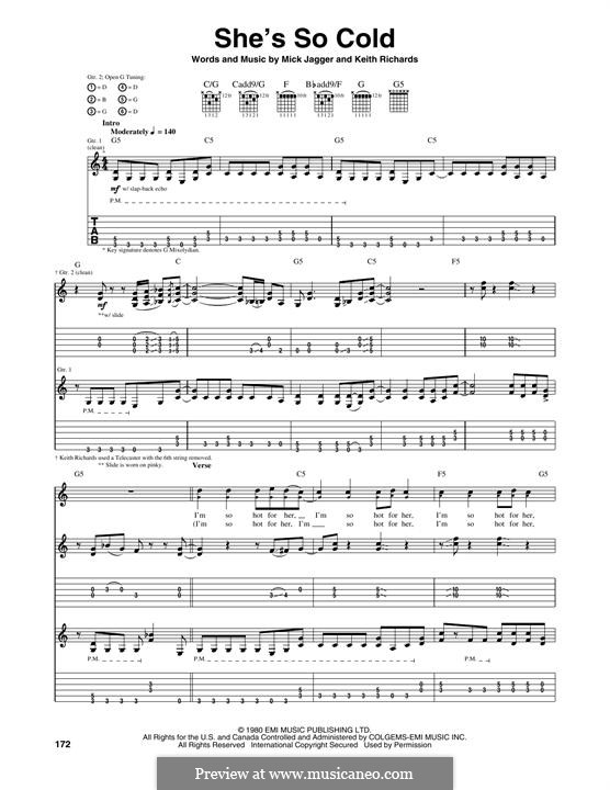 She's So Cold (The Rolling Stones): Für Gitarre mit Tabulatur by Keith Richards, Mick Jagger