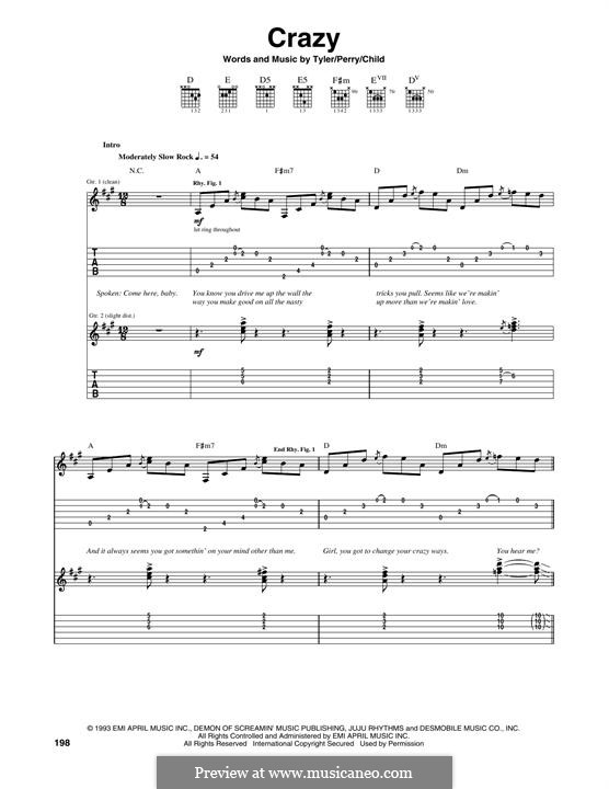 Crazy (Aerosmith): Für Gitarre mit Tabulatur by Desmond Child, Joe Perry, Steven Tyler