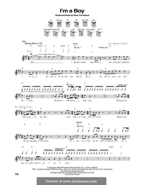 I'm a Boy (The Who): Für Gitarre mit Tabulatur by Peter Townshend