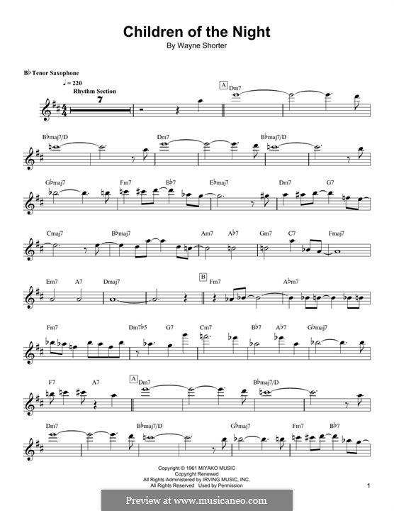 Children of the Night: Für Tenorsaxophon by Wayne Shorter