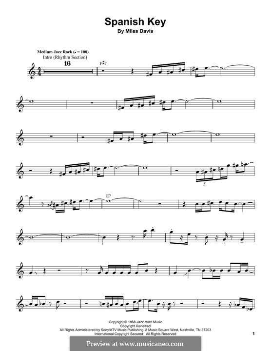 Spanish Key: For any instrument by Miles Davis