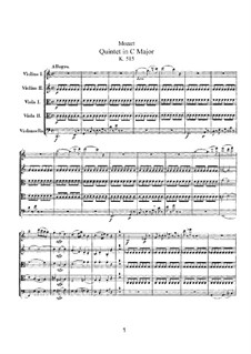 Streichquintett Nr.3 in C-Dur, K.515: Partitur by Wolfgang Amadeus Mozart