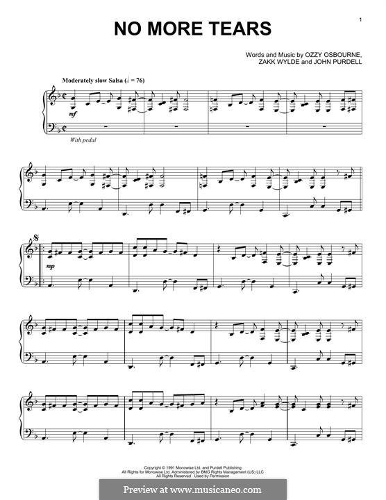 No More Tears (Ozzy Osbourne): Für Klavier by John Purdell, Michael Inez, Randy Castillo, Zakk Wylde