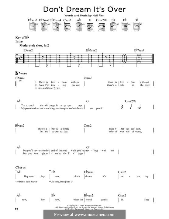 Don't Dream It's Over (Crowded House): Für Gitarre mit Tabulatur by Neil Finn