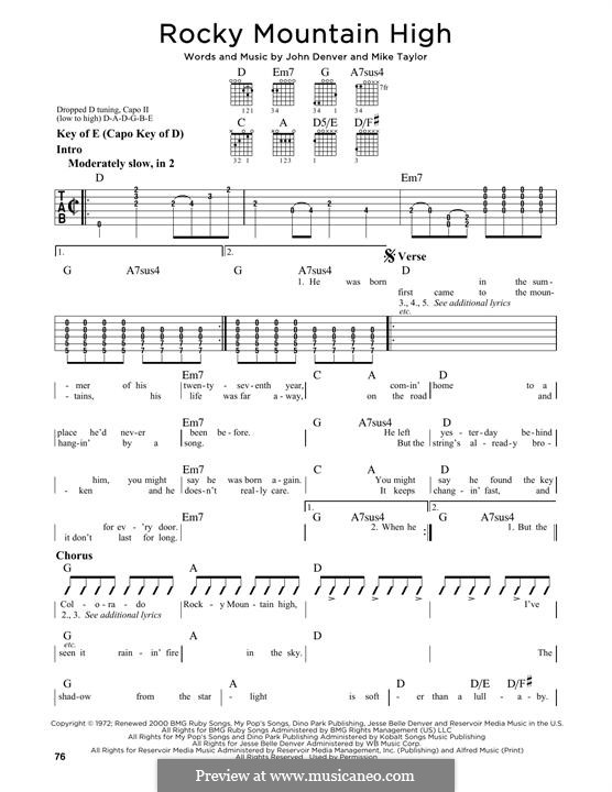 Rocky Mountain High: Für Gitarre mit Tabulatur by John Denver, Mike Taylor