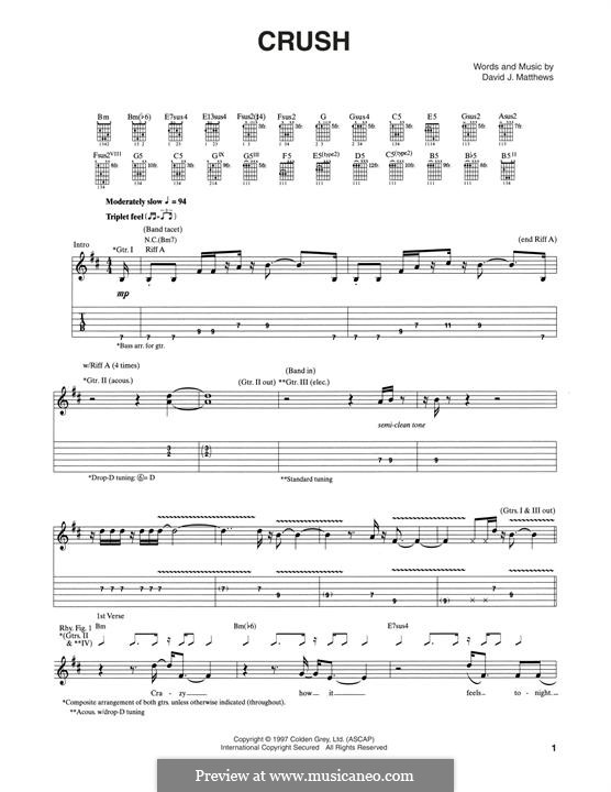 Crush (Dave Matthews Band): Für Gitarre mit Tabulatur by David J. Matthews