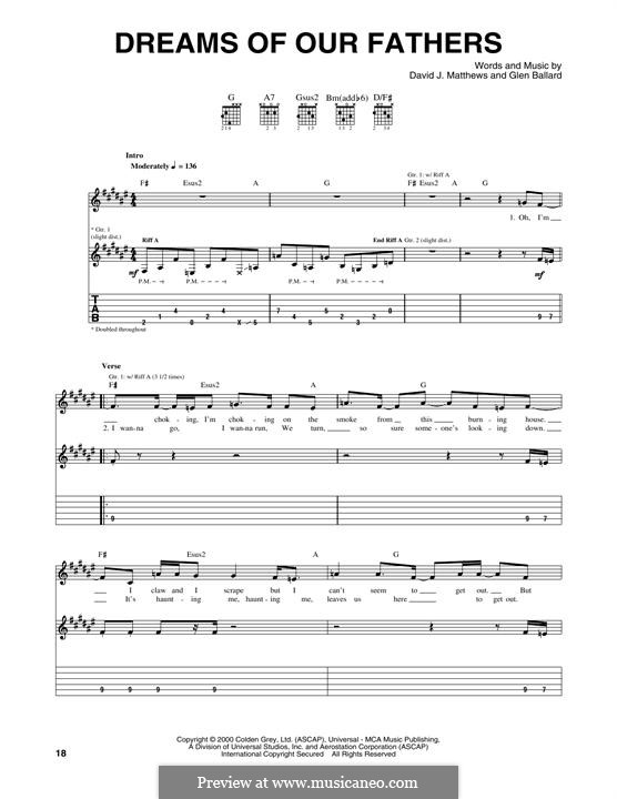 Dreams of Our Fathers (Dave Matthews Band): Für Gitarre mit Tabulatur by David J. Matthews, Glen Ballard