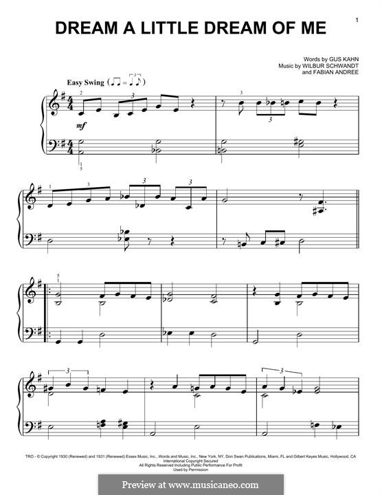 Dream a Little Dream of Me: Für Klavier by Fabian Andre, Wilbur Schwandt