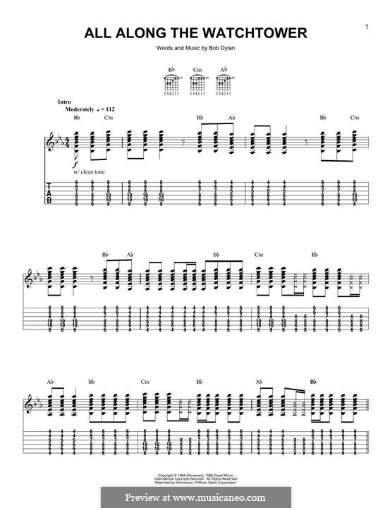 All Along the Watchtower: Für Gitarre mit Tabulatur by Bob Dylan