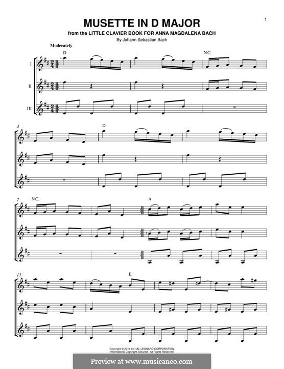 Nr.22 Musette in D-dur, BWV Anh.126: For any instrument by Johann Sebastian Bach