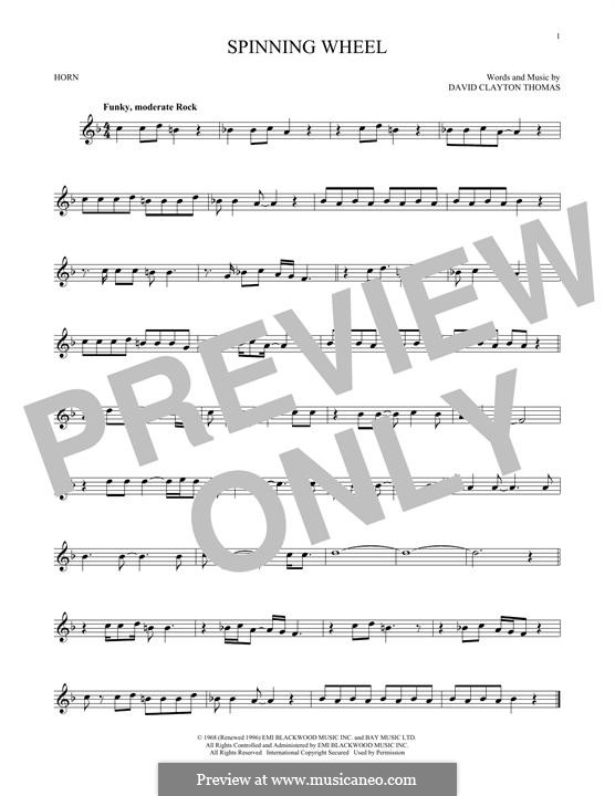 Spinning Wheel (Blood, Sweat & Tears): For horn by David Clayton Thomas