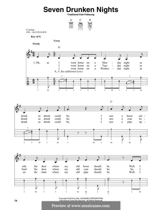 Seven Drunken Nights: For banjo by folklore