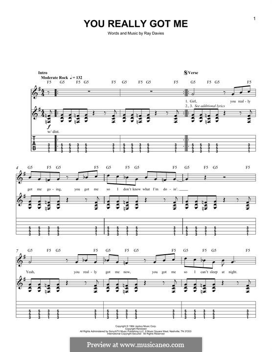 You Really Got Me (The Kinks): Für Gitarre mit Tabulatur by Ray Davies