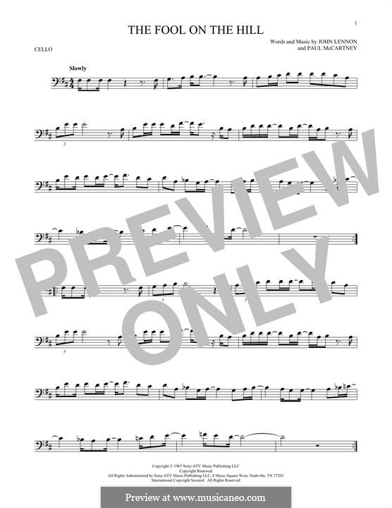 The Fool on the Hill (The Beatles): Für Cello by John Lennon, Paul McCartney
