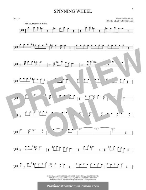 Spinning Wheel (Blood, Sweat & Tears): Für Cello by David Clayton Thomas