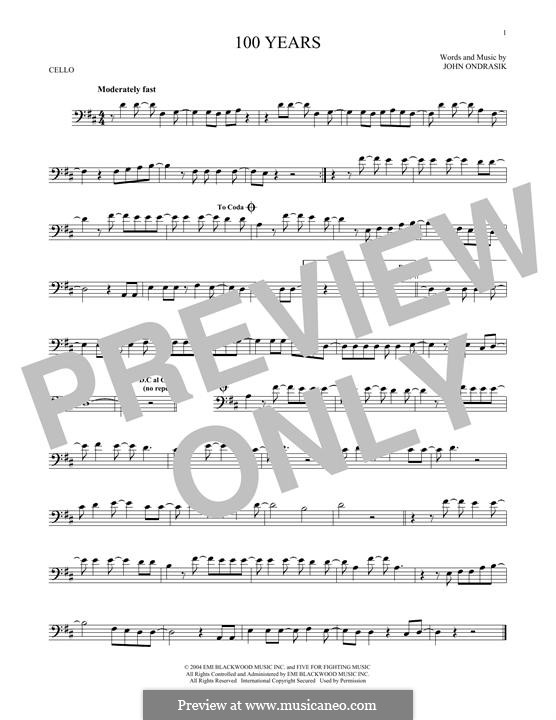 100 Years (Five for Fighting): Für Cello by John Ondrasik