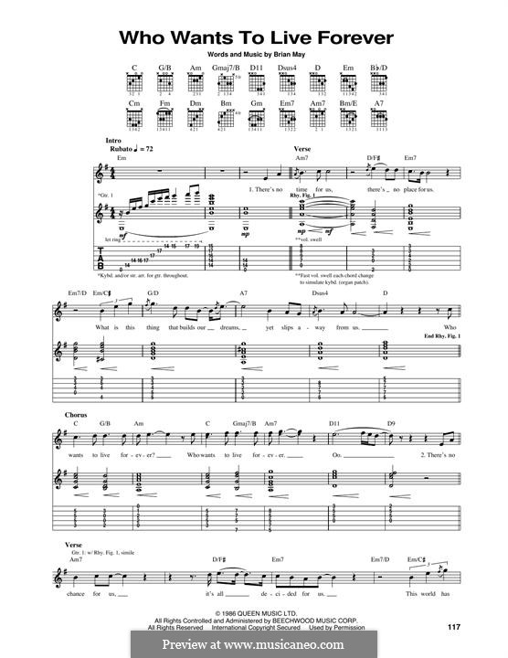 Who Wants to Live Forever? (Queen): Für Gitarre mit Tabulatur by Brian May
