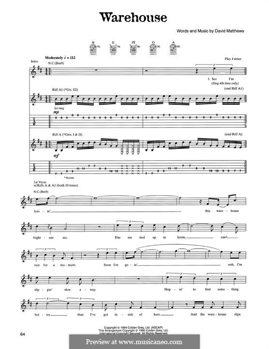 Warehouse (Dave Matthews Band): Für Gitarre mit Tabulatur by David J. Matthews