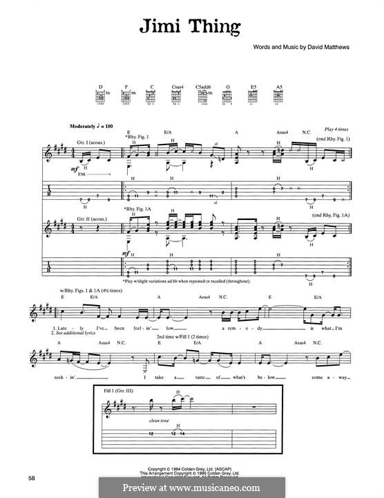 Jimi Thing (Dave Matthews Band): Für Gitarre mit Tabulatur by David J. Matthews