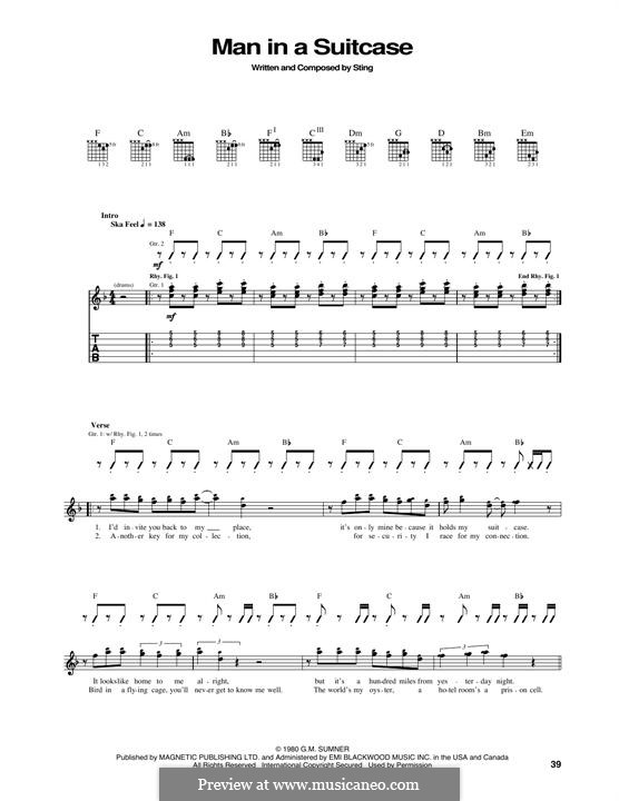 Man in a Suitcase (The Police): Für Gitarre mit Tabulatur by Sting