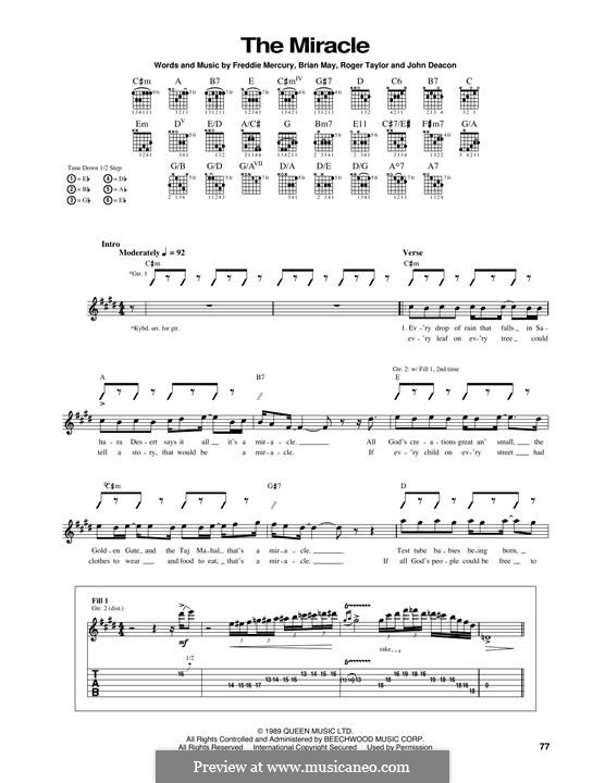 The Miracle (Queen): Für Gitarre mit Tabulatur by Brian May, Freddie Mercury, John Deacon, Roger Taylor
