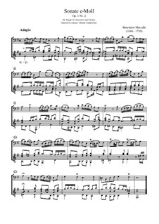 Sechs Sonaten für Cello (oder Bratsche) und Basso Continuo, Op.1: Sonate Nr.2 in e-Moll, für Fagott und Gitarre by Benedetto Marcello