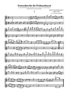 Acht Pastoralen für die Weihnachtszeit, Op.22: Für Tenor-Blockflöte und Alt-Blockflöte by Valentin Rathgeber