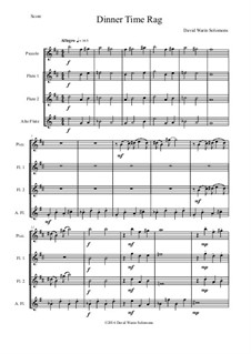 Dinner Time Rag: For high flute quartet (piccolo, 2 flutes, alto flute) by David W Solomons