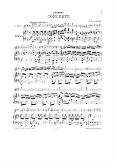 Konzert für Violine und Orchester Nr.1, Op.13: Bearbeitung für Violine und Klavier by Hubert Ries