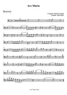 Ave Maria (Instrumental Version – One Instrument): For bassoon by Johann Sebastian Bach, Charles Gounod