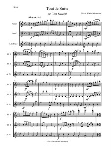 Tout de Suite (or Toot Sweet): For flute trio (2 flutes, 1 alto flute) by David W Solomons