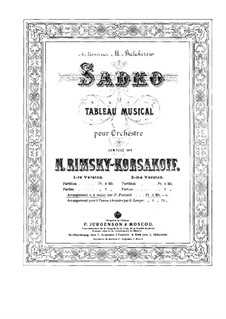 Sadko. Musikalische Gemälde, Op.5: Für Klavier, vierhändig by Nikolai Rimsky-Korsakov
