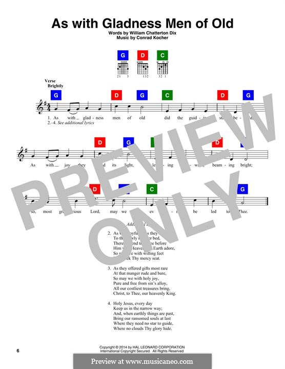As with Gladness Men of Old: Text und Akkorde by Conrad Kocher