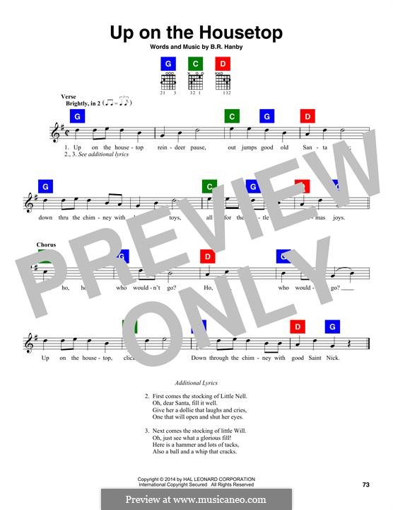 Up on the House Top: Text und Akkorde by Benjamin Russel Hanby