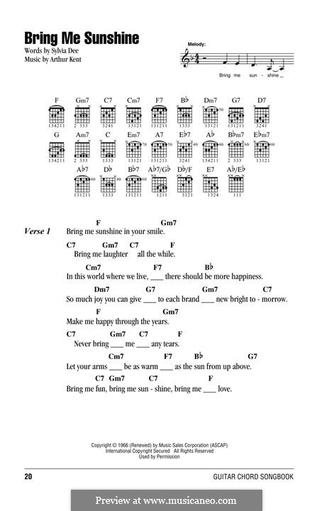 Bring Me Sunshine: Text und Akkorde by Arthur Kent