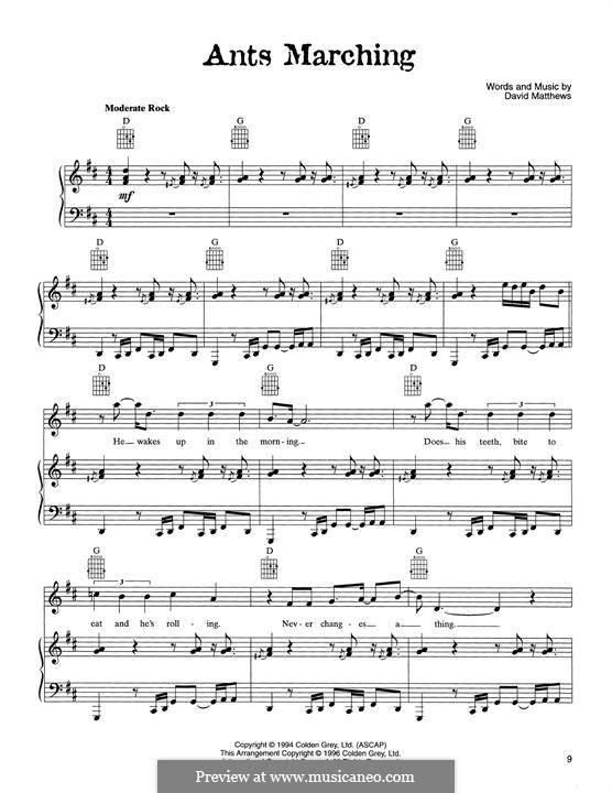 Ants Marching (Dave Matthews Band): Für Stimme und Klavier (oder Gitarre) by David J. Matthews
