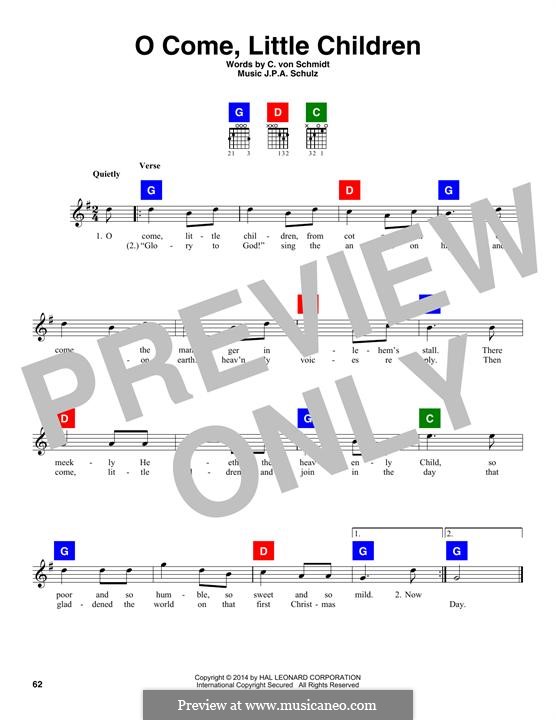 O Come, Little Children: Text und Akkorde by Johann Abraham Schulz