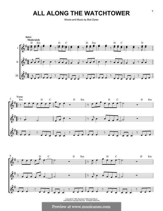 All Along the Watchtower: For any instrument by Bob Dylan