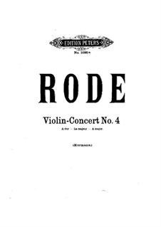 Violinkonzert Nr.4 in A-Dur: Für Violine und Klavier by Pierre Rode
