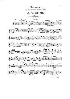 Fantasie für Violine und Klavier, Op.24: Solostimme by Julius Röntgen