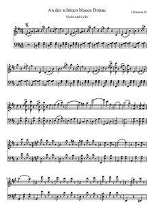 An der schönen blauen Donau, Op.314: For violin and cello by Johann Strauss (Sohn)