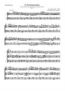 Erschallet, ihr Lieder, erklinget, ihr Saiten!, BWV 172: Nr.4 O Seelenparadies, für Drei Blockflöten by Johann Sebastian Bach