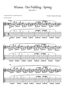 Siebzehn polnische Lieder, Op.74: No.2 Wiosna (Spring), for guitar by Frédéric Chopin