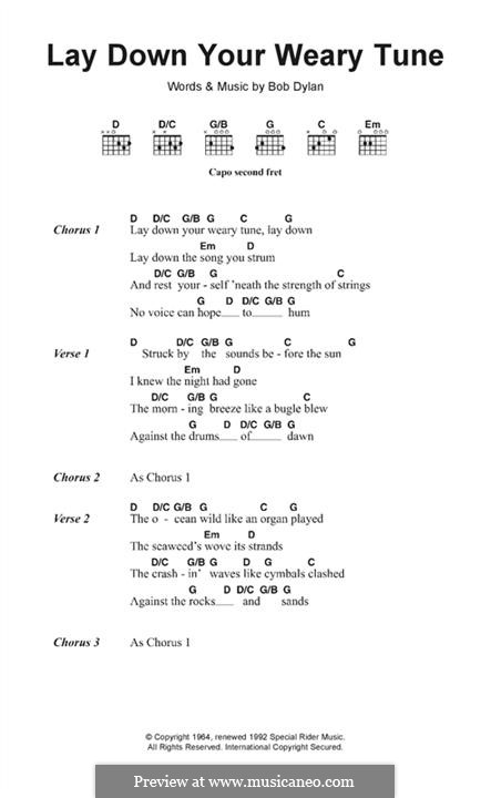 Lay Down Your Weary Tune: Text und Akkorde by Bob Dylan