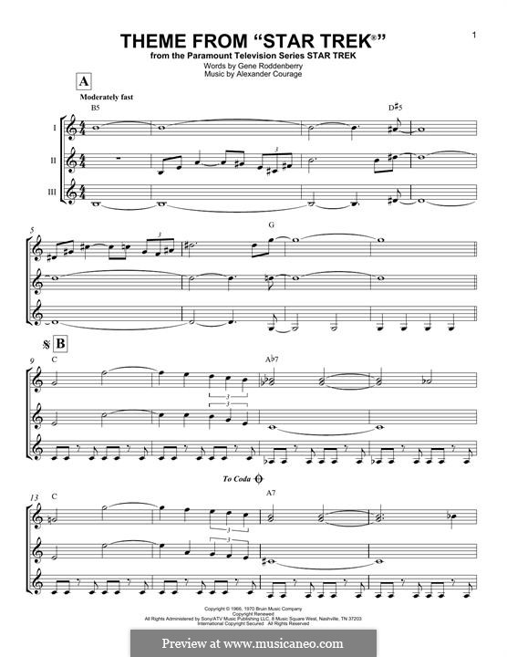 Star Trek. Theme: For any instrument by Alexander Courage
