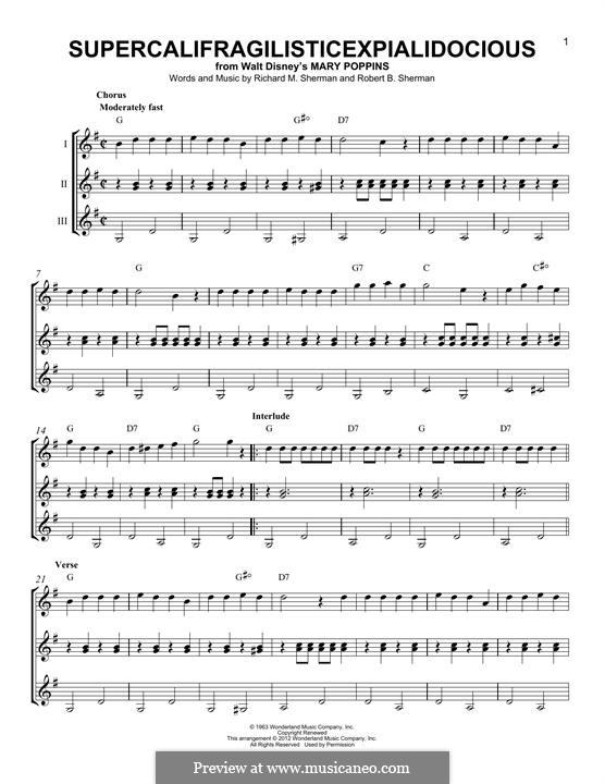 Supercalifragilisticexpialidocious (from Mary Poppins): For any instrument by Richard M. Sherman, Robert B. Sherman