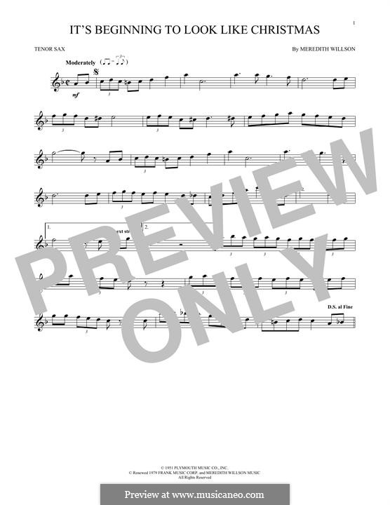 It's Beginning to Look a Lot Like Christmas (Perry Como): Für Tenorsaxophon by Meredith Willson